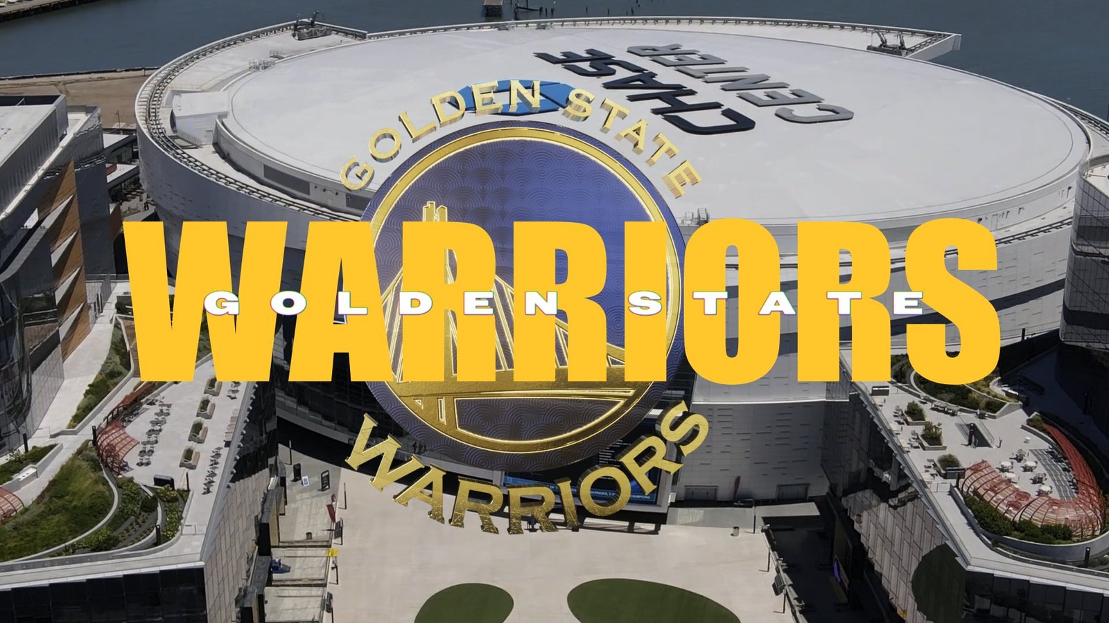 Golden State Warriors logo with Chase Center